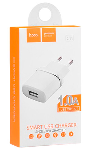 Зарядное устройство Hoco C11 1 USB 1.0 Ампер белый фото №3