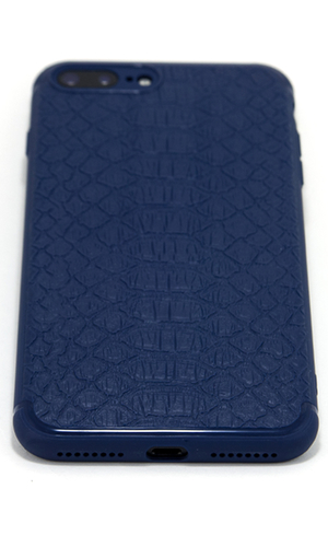 Чехол для iPhone 7 Plus накладка силикон под кожу змеи синяя фото №2
