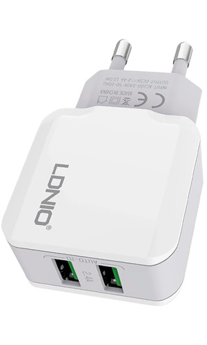 Зарядное устройство Ldnio A2202 2.4A СЗУ 2 USB белое