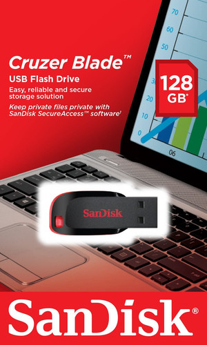 USB флешка 128Гб SanDisk Cruzer blade черная