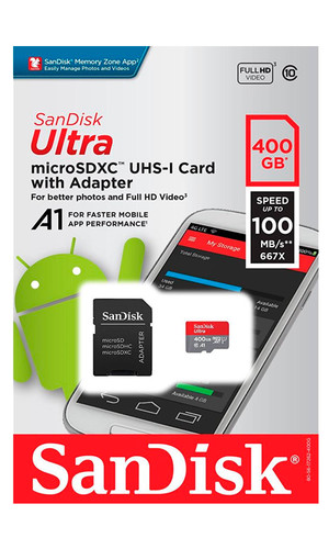 Карта памяти SanDisk Ultra microSDXC Class 10 UHS Class 1 A1 100MB/s 400GB + SD adapter фото №2