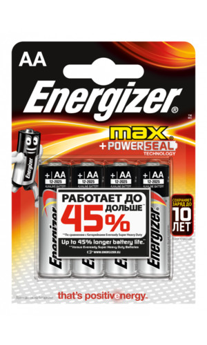 Батарейки Energizer Max LR6 AA 1.5V блистер 4 штуки