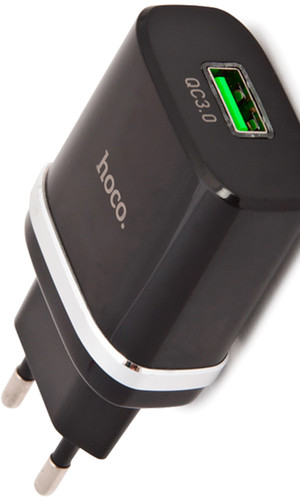 Сетевая зарядка Hoco C12Q - 1 USB порт, 18W, 3.0A черная фото №3