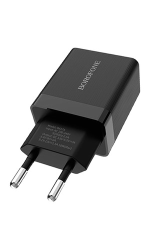 Сетевая зарядка Borofone BA17A 1 USB порт 3A 18W черная фото №2