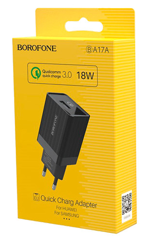 Сетевая зарядка Borofone BA17A 1 USB порт 3A 18W черная фото №4