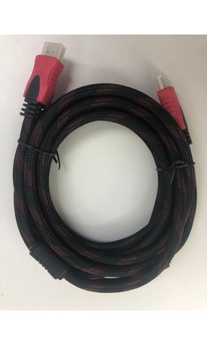 Кабель HDMI HDTV черно-красный плетенный 5 метров