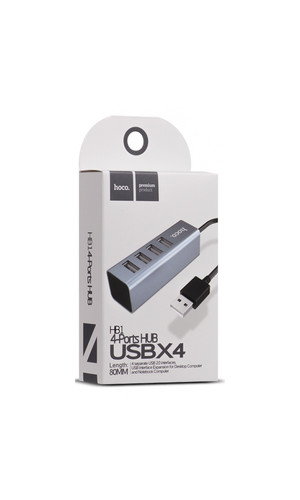 USB-Концентратор на 4 порта Hoco HB1 серый 80 cм фото №2