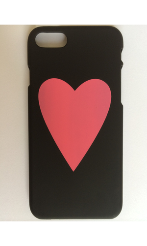 Чехол для iPhone 8 накладка пластик черная с красным сердцем фото №2