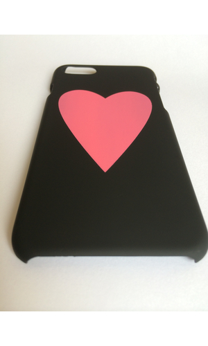 Чехол для iPhone 8 накладка пластик черная с красным сердцем фото №3