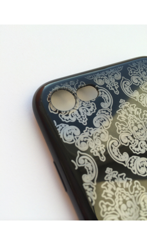 Чехол для iPhone 8 накладка силикон прозрачная с узором черная