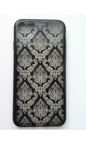 Чехол для iPhone 8 накладка силикон прозрачная с узором черная фото №2