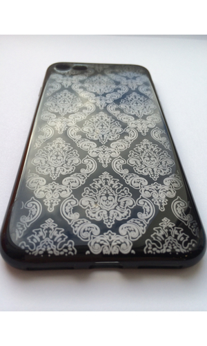 Чехол для iPhone 8 накладка силикон прозрачная с узором черная фото №3