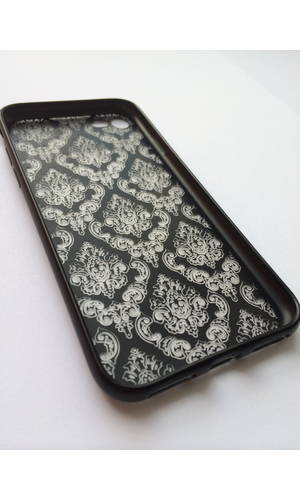 Чехол для iPhone 8 накладка силикон прозрачная с узором черная фото №4