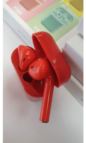 Беспроводные наушники TWS i12 Bluetooth красные фото №4