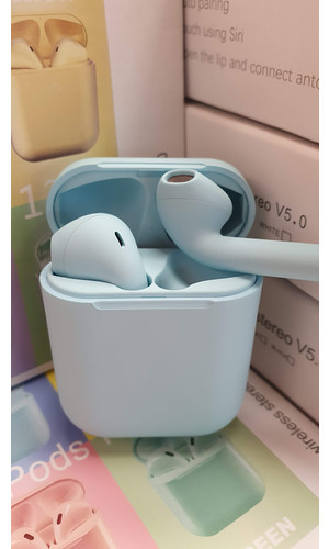 Беспроводные наушники TWS i12 Bluetooth синие фото №2